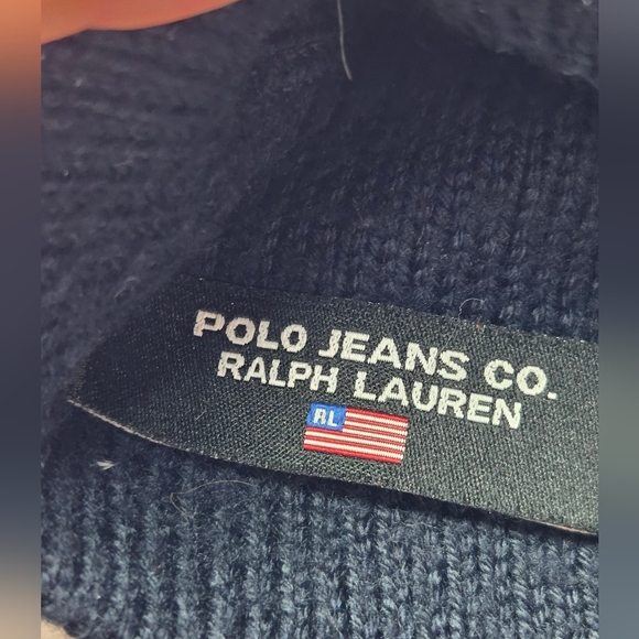 Vintage Polo Ralph Lauren Navy Blue Knit Beanie Hat USA Olympic American Flag - Picture 5 of 6